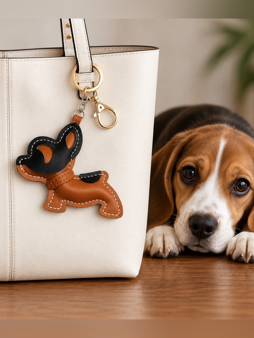 French Bulldog Faux Leather Bag Charm Keychain Black Brown Puppy Purse Accessor